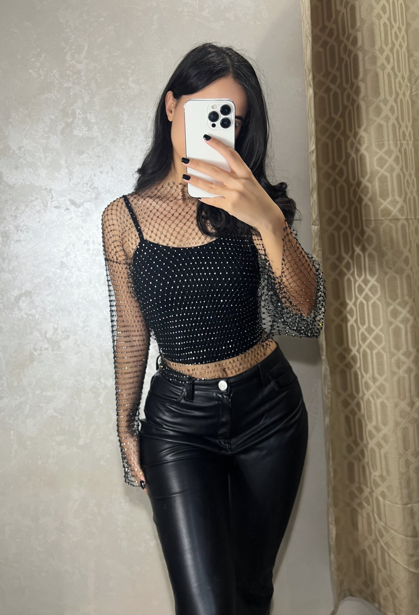 Black rhinestones top