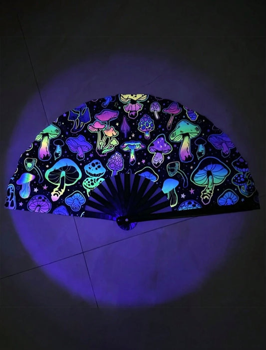 Glow-in-the-Dark Mushroom Hand Fan