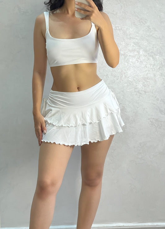 Flirty Ruffle Mini Skirt – White