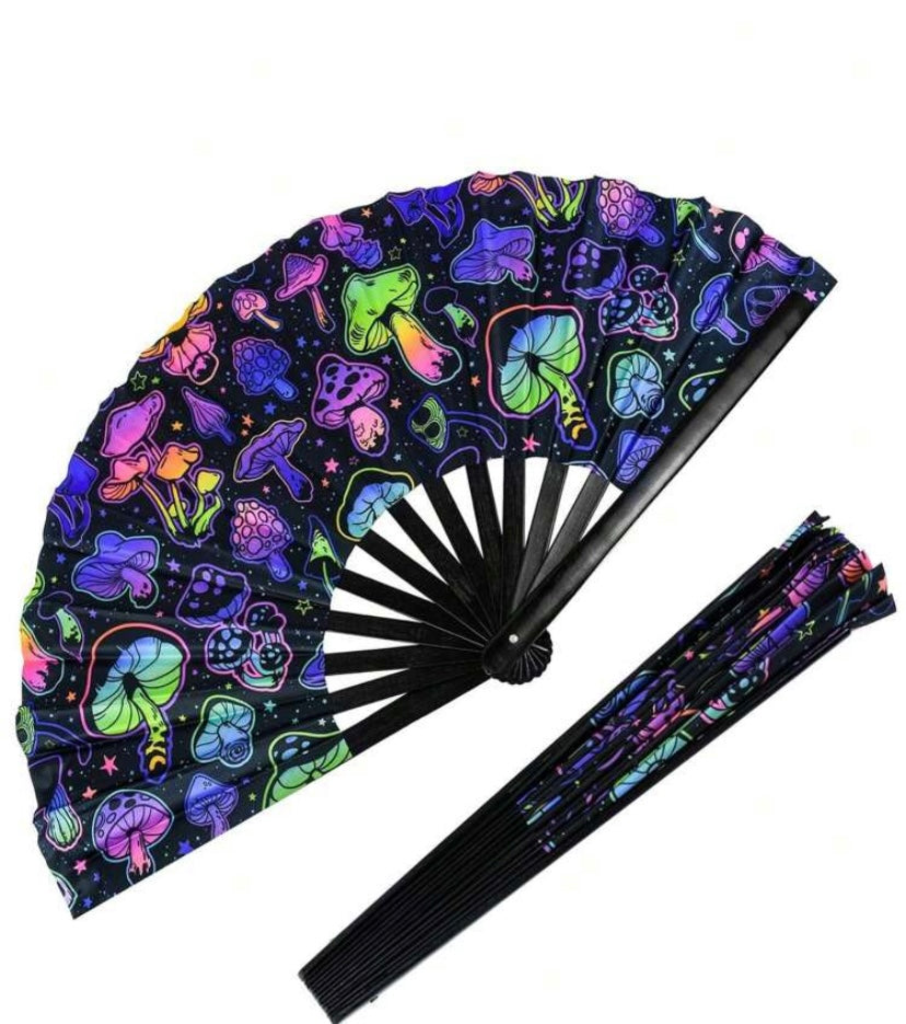 Glow-in-the-Dark Mushroom Hand Fan
