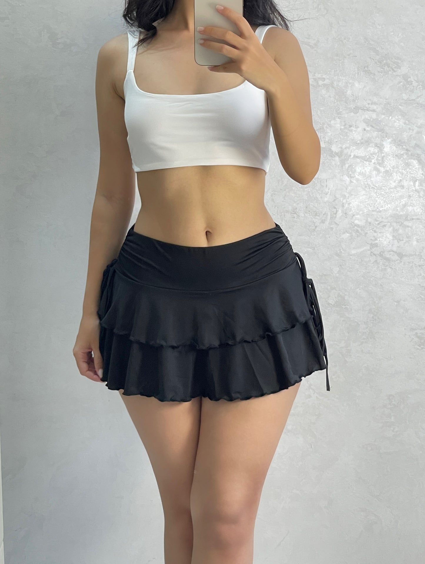 Flirty Ruffle Mini Skirt – Black