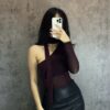 Burgundy Eclipse Asymmetrical Top