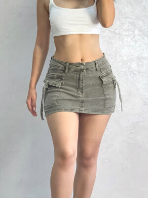 Army Green Cargo Mini Skirt
