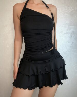 flirty black Mini Skirt (with Built-In Shorts)