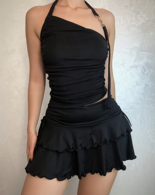 flirty black Mini Skirt (with Built-In Shorts)