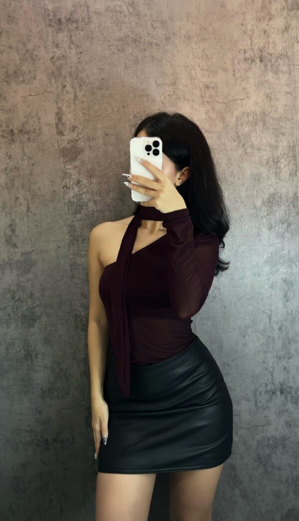 Burgundy Eclipse Asymmetrical Top
