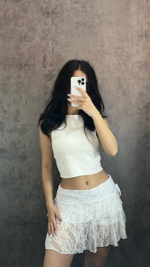 Lace white  Skirt (with built in shorts)
