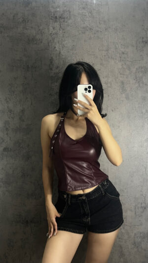 Oxblood Leather Top